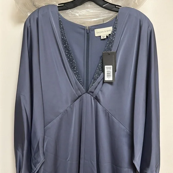 NWT | Sachin + Babi Satin Gabby Gown Cool Grey Size 10 & 12 - Picture 8 of 12